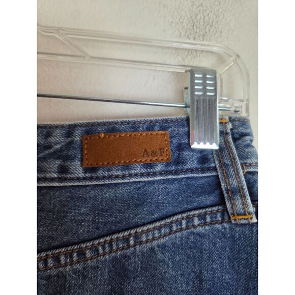 Abercrombie & Fitch Women Blue Denim w/Multicolor Floral Embroidery Skirt sz 26 - Picture 4 of 7